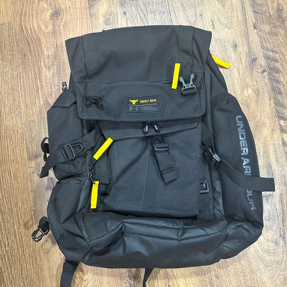 Under Armour Black and Yellow Backpack with Modern Design